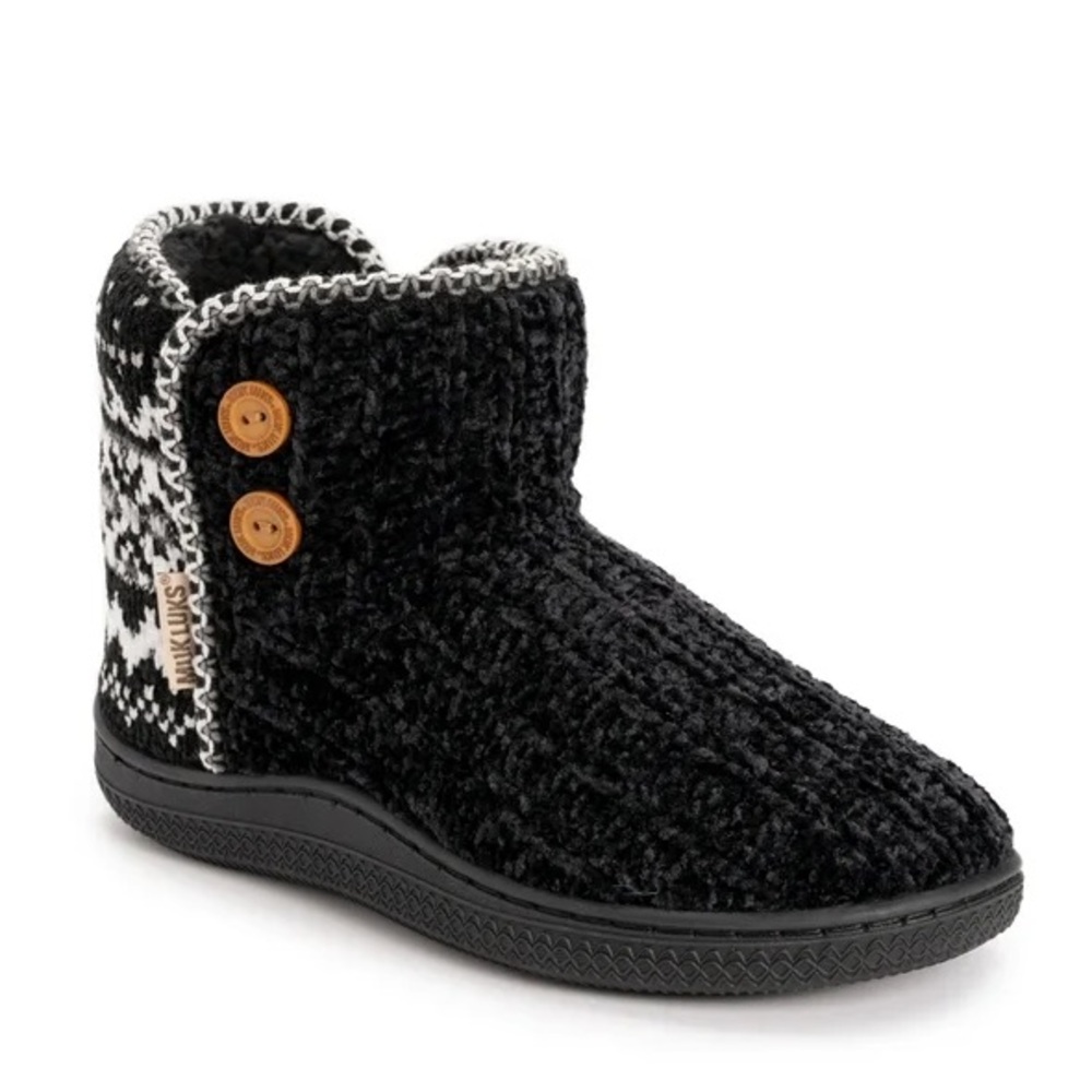 MUK LUKS Women's Chenille Bootie Slipper nwt